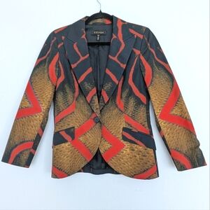 Escada Buella Fantasy Patterned One Button Tailored Blazer Jacket Sz 36